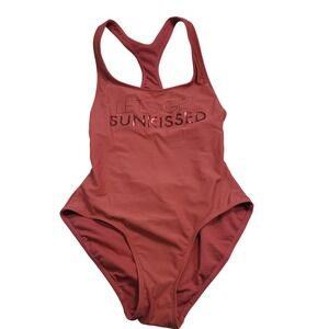 No Boundaries Women Let's Get Sunkissed One Piece Swimsuit M 7-9 Coral Bisque